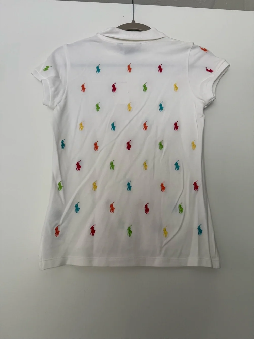 Ralph Lauren Kid’s White Polo with Multicolor Embroidered Ponies Girls 12/14 NWT